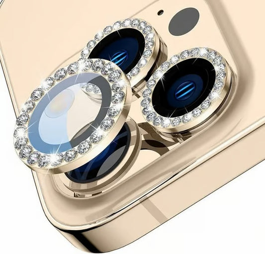 Diamond Camera Lens Protector for Apple iPhone 11 & 12 Series | HD Clear Real Glass Protection + Metal Alloy Full Fit Lens Ring Cover Elegant lens protection with rhinestones