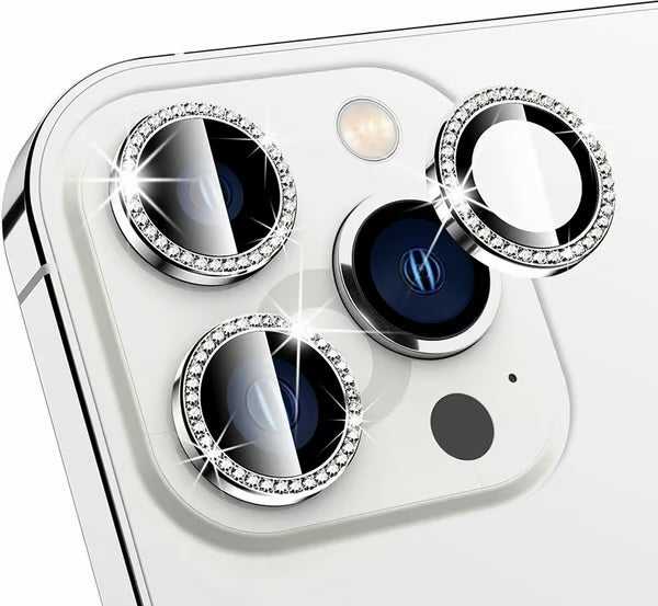 Diamond Camera Lens Protector for Apple iPhone 11 & 12 Series | HD Clear Real Glass Protection + Metal Alloy Full Fit Lens Ring Cover Elegant lens protection with rhinestones