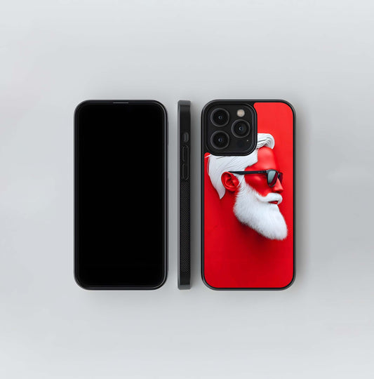 Red and White Santa Head Glass Case