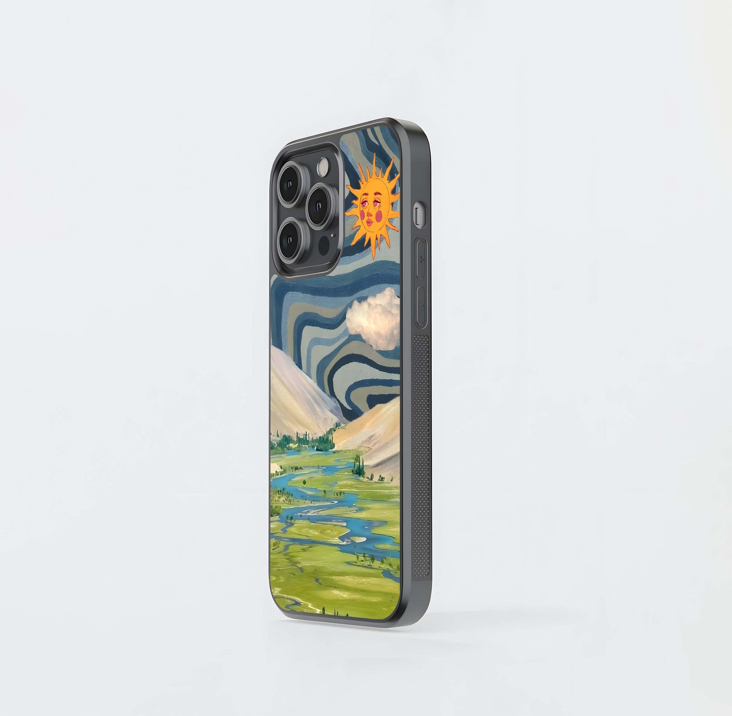 Yellow Illusion Sun Scenery Glass Case