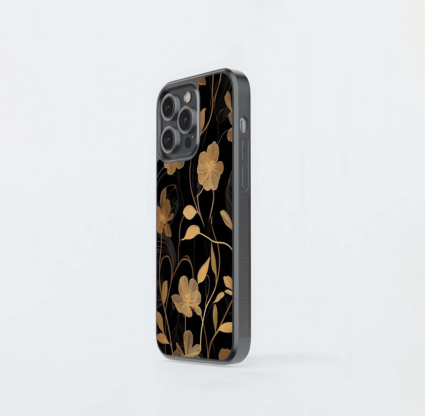 Golden Petal Flow Glass Case