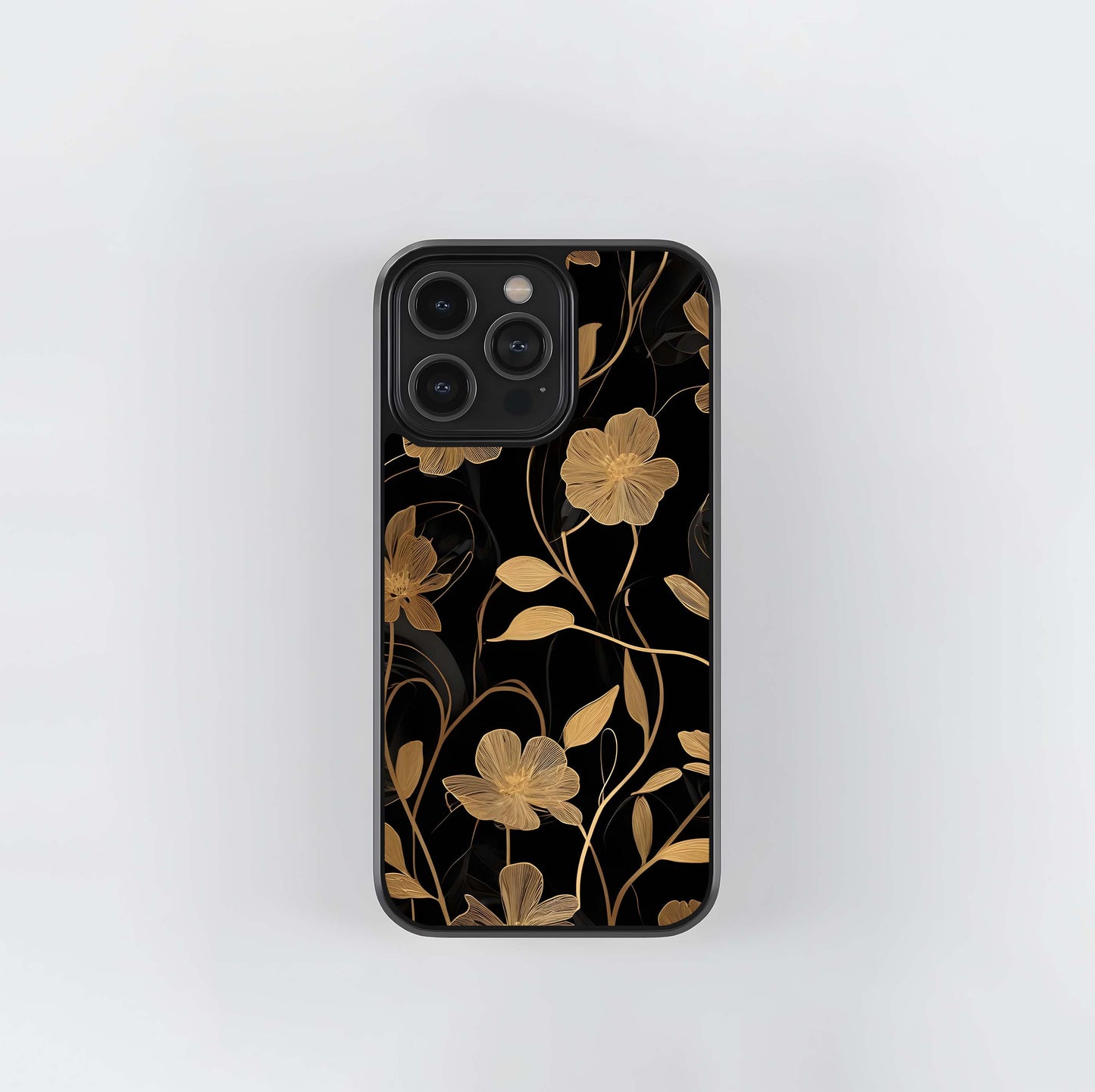 Golden Petal Flow Glass Case