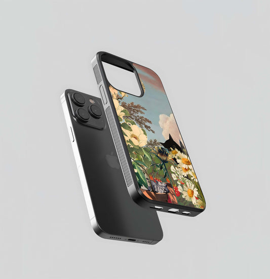 Hidden Cat with florals Glass Case