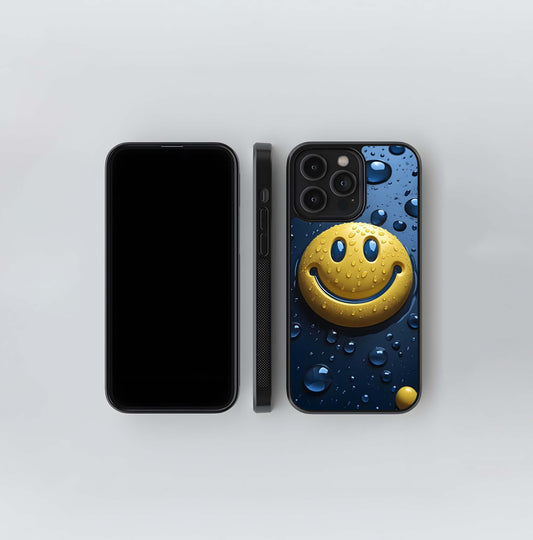 Smiley Face Water Droplets Glass Case