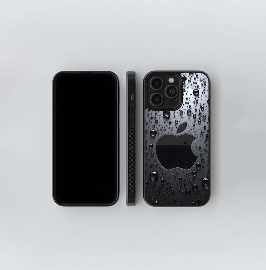 Waterdrop Black Iphone Logo Glass Case