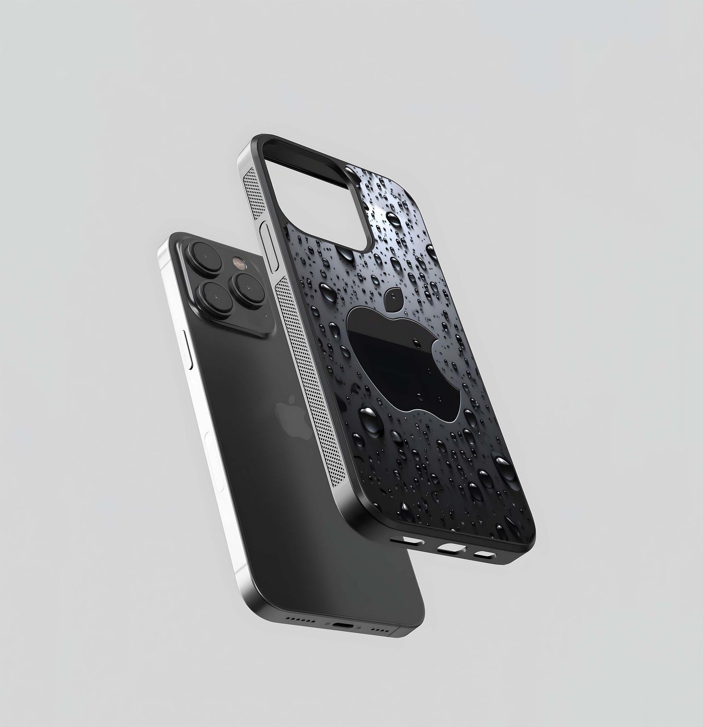 Waterdrop Black Iphone Logo Glass Case