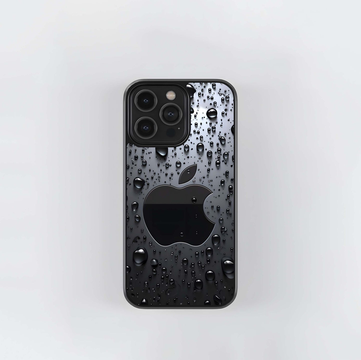 Waterdrop Black Iphone Logo Glass Case