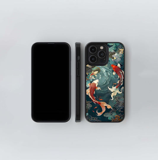 Koi Fish Scenery Glass Case