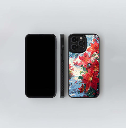 Winter Floral Art Glass Case