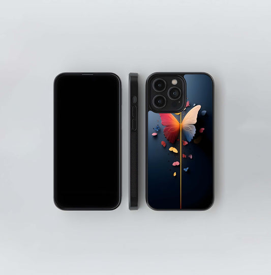 Symmetrical Split-Color Paper Butterfly Glass Case