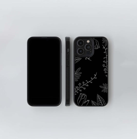 Leaf White Outlines Glass Case