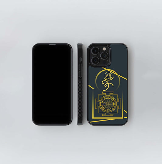 Golden Sri Yantra Glass Case