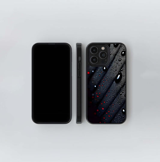 Black Embossed Fabric with Red Accents Glass Case