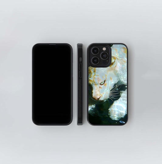 Aqua Wild Gaze Cat Glass Case