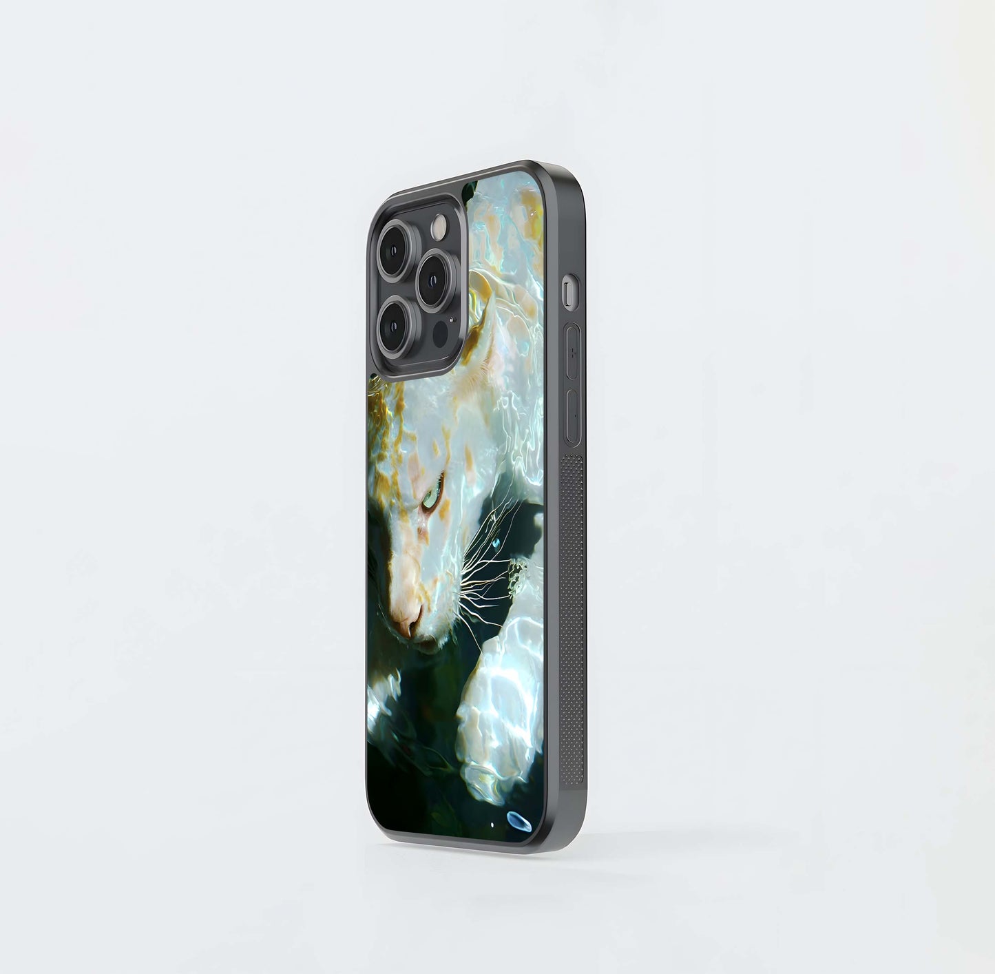Aqua Wild Gaze Cat Glass Case
