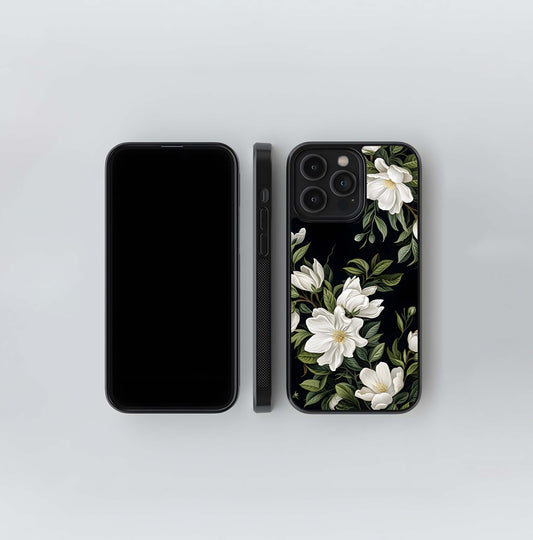 Midnight White Bloom Glass Case