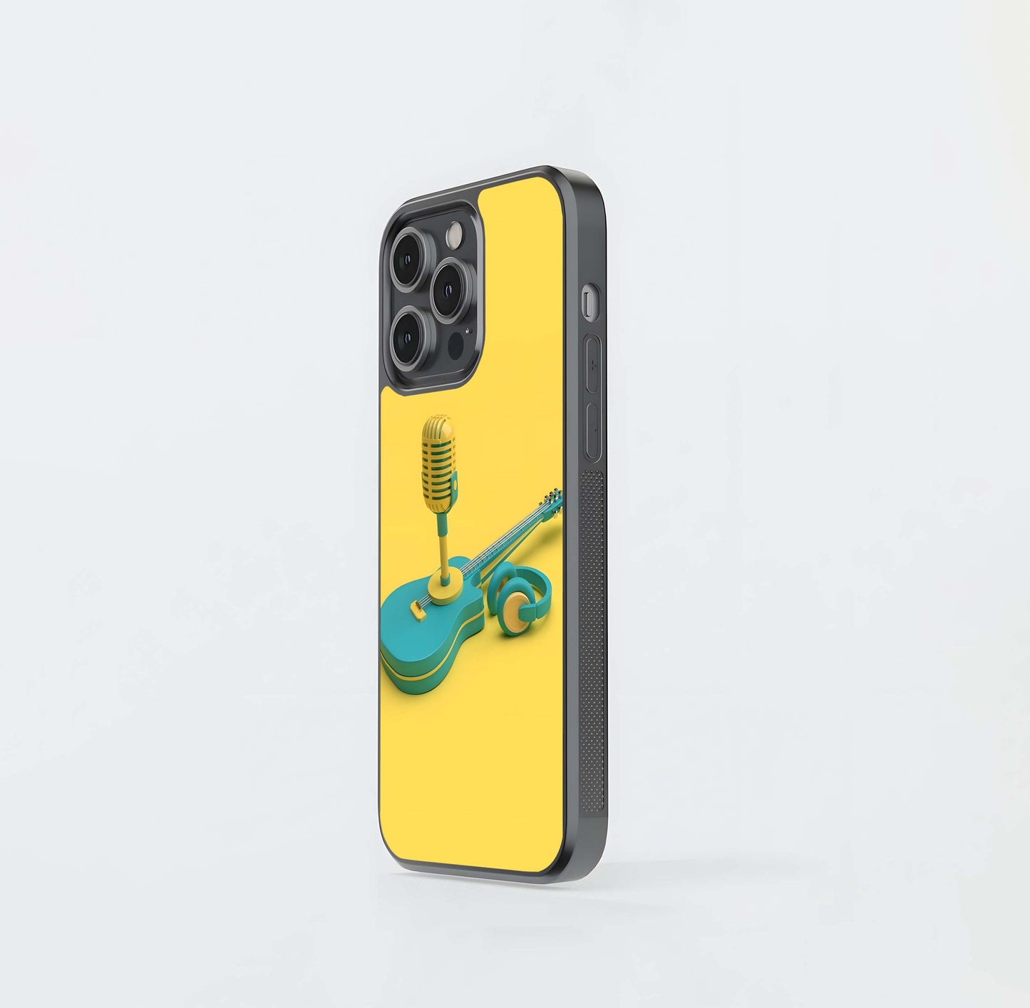 Aqua and Yellow Music 3D Render Glass Case