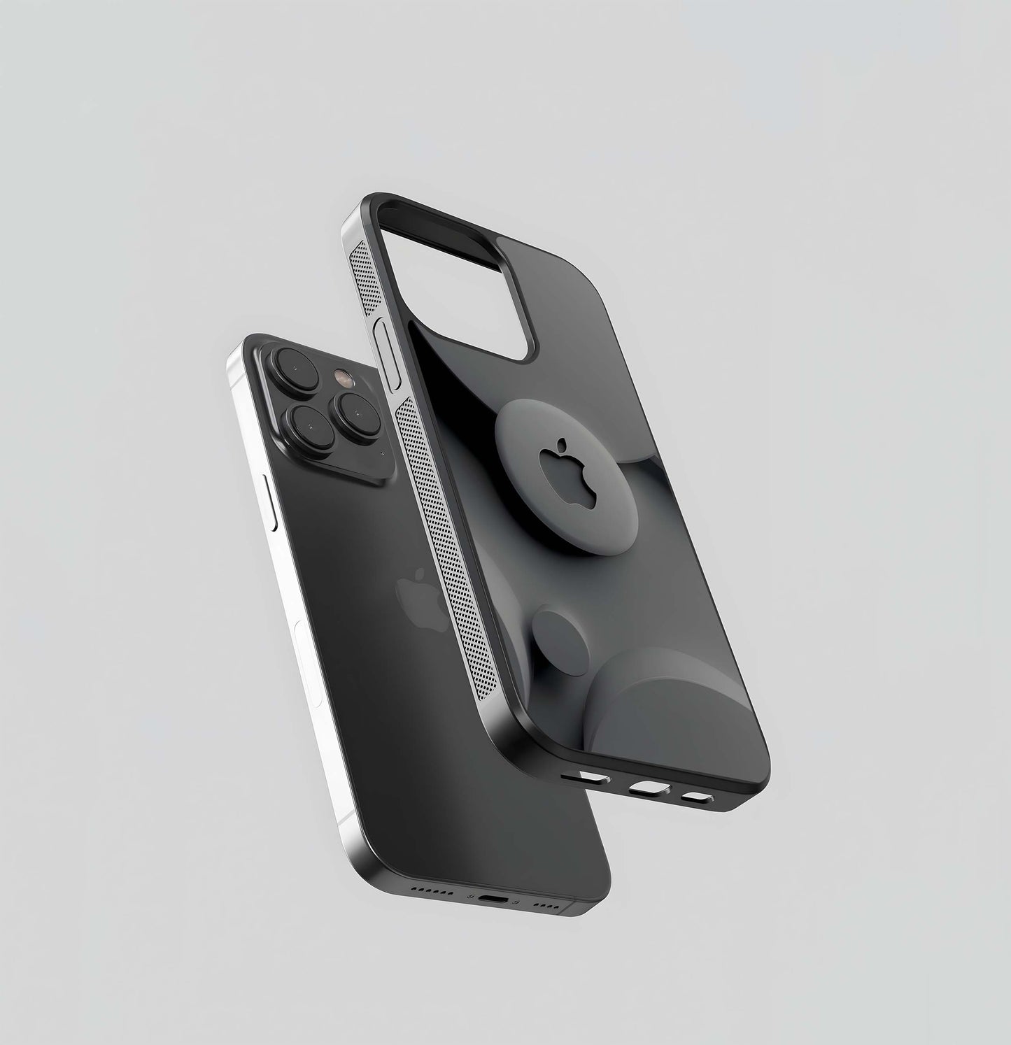 Minimalist Grey Apple Logo with Circles Glass Case