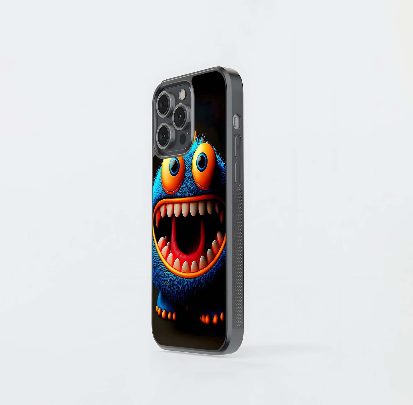 Big-Eyed Blue Monster Cartoon Glass Case