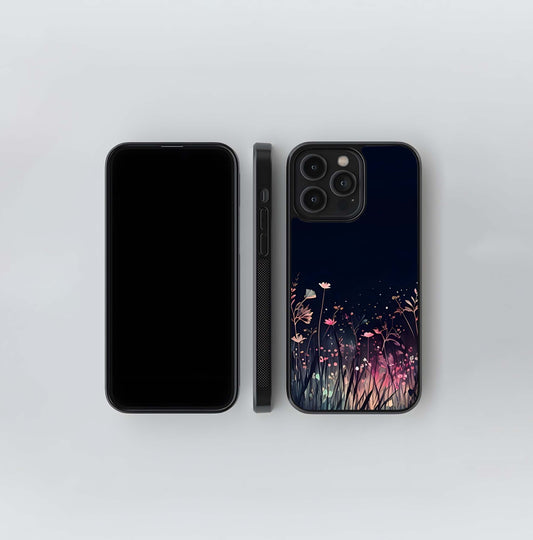 Glowing Flower Silhouettes Glass Case