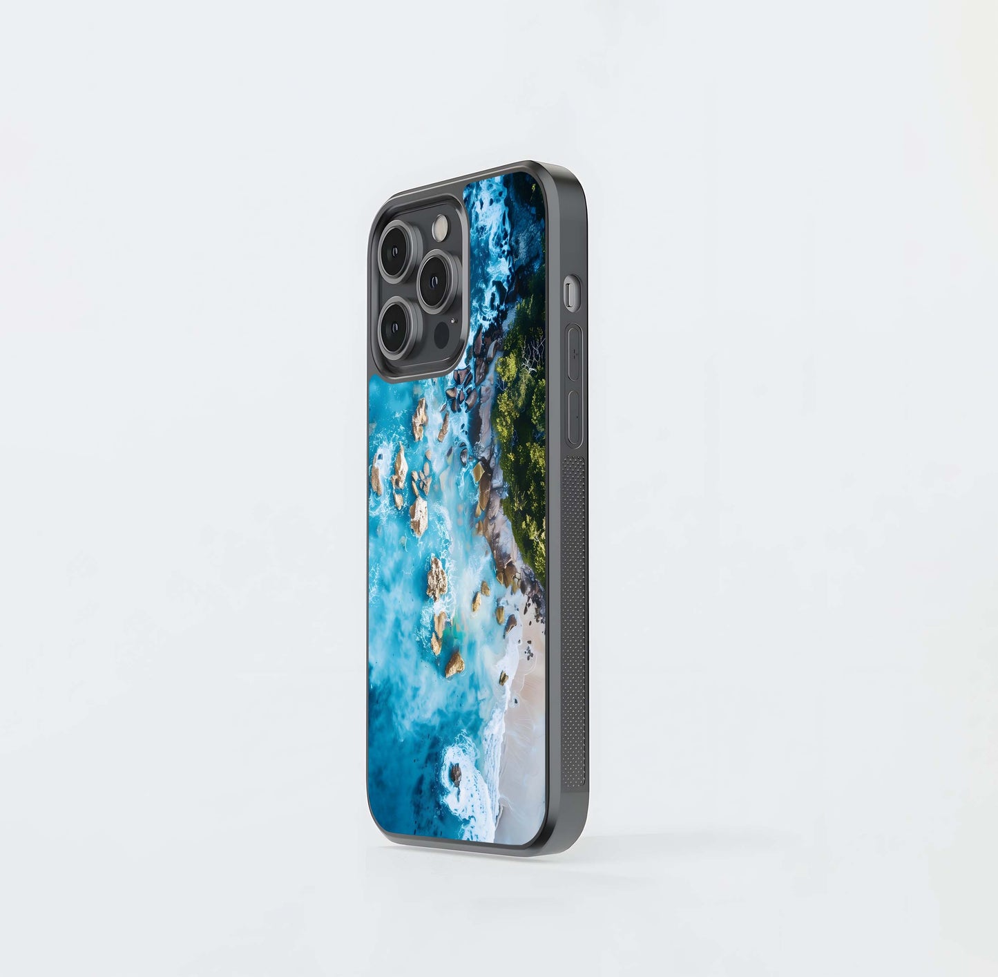 Aerial beach ocean view Glass Case