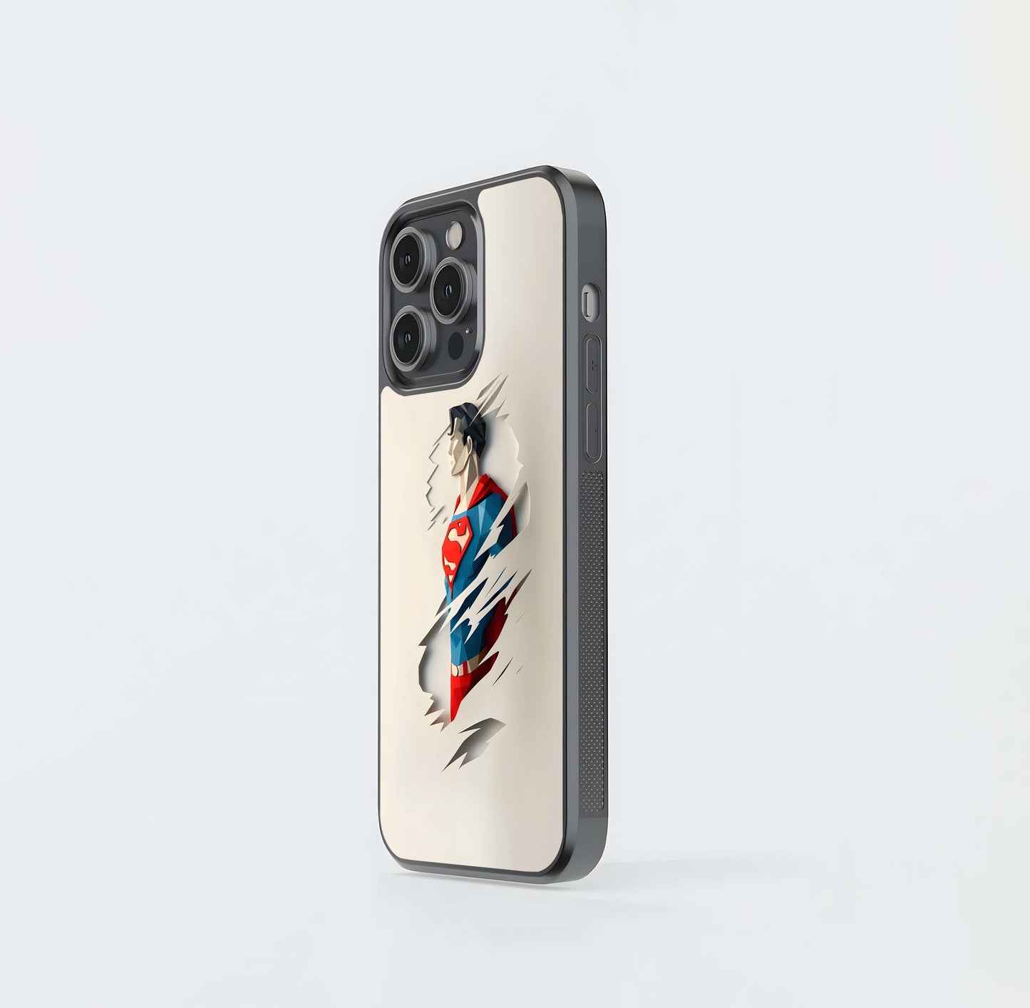 Low-Poly Superman Paper-Cutout Effect Glass Case