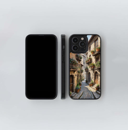 Cobblestone Alley in Tuscany Glass Case