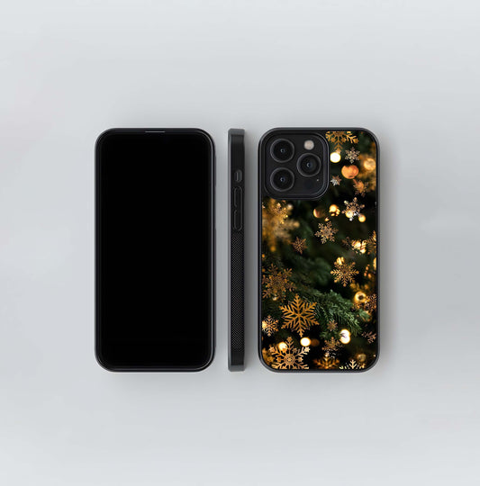 Golden Snowflake Bokeh (2) Glass Case