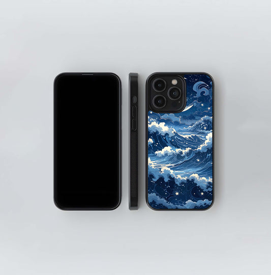 Ocean Moon Waves Glass Case