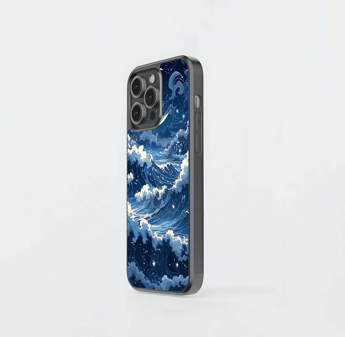 Ocean Moon Waves Glass Case