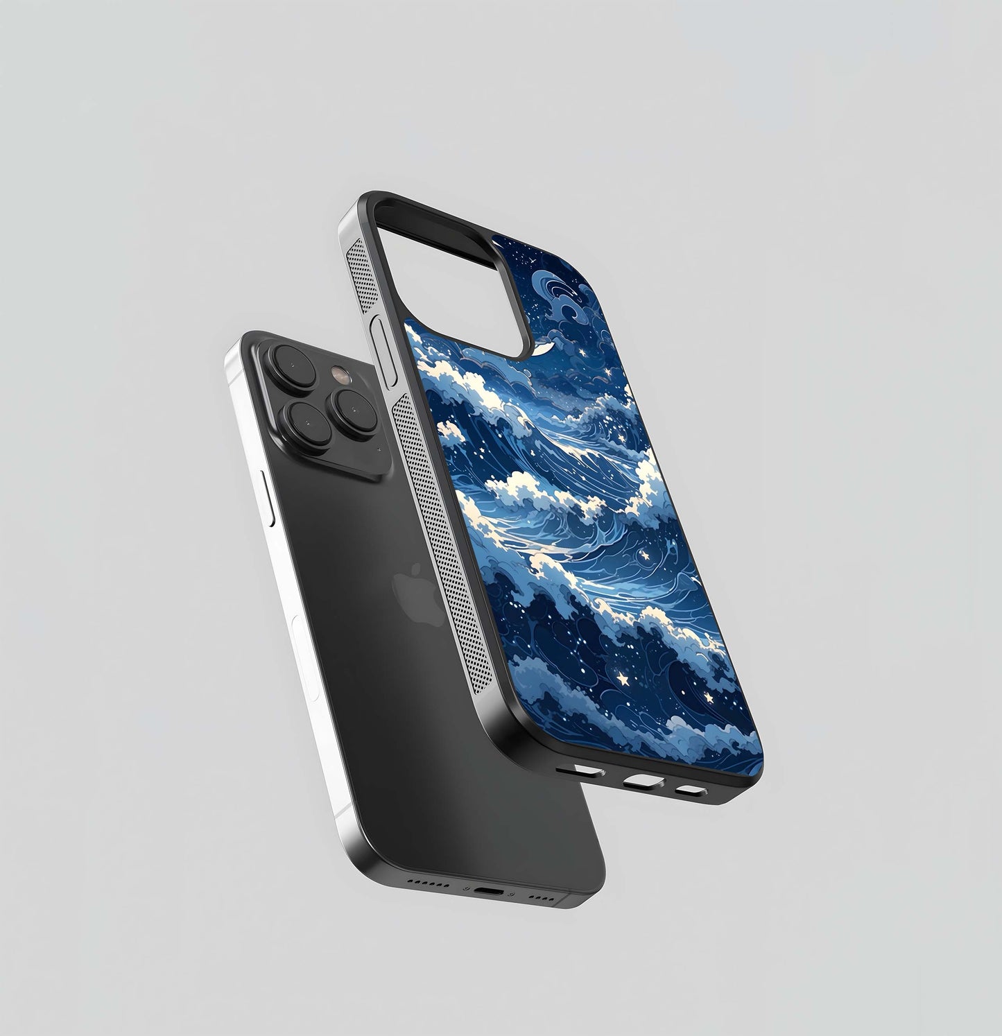 Ocean Moon Waves Glass Case