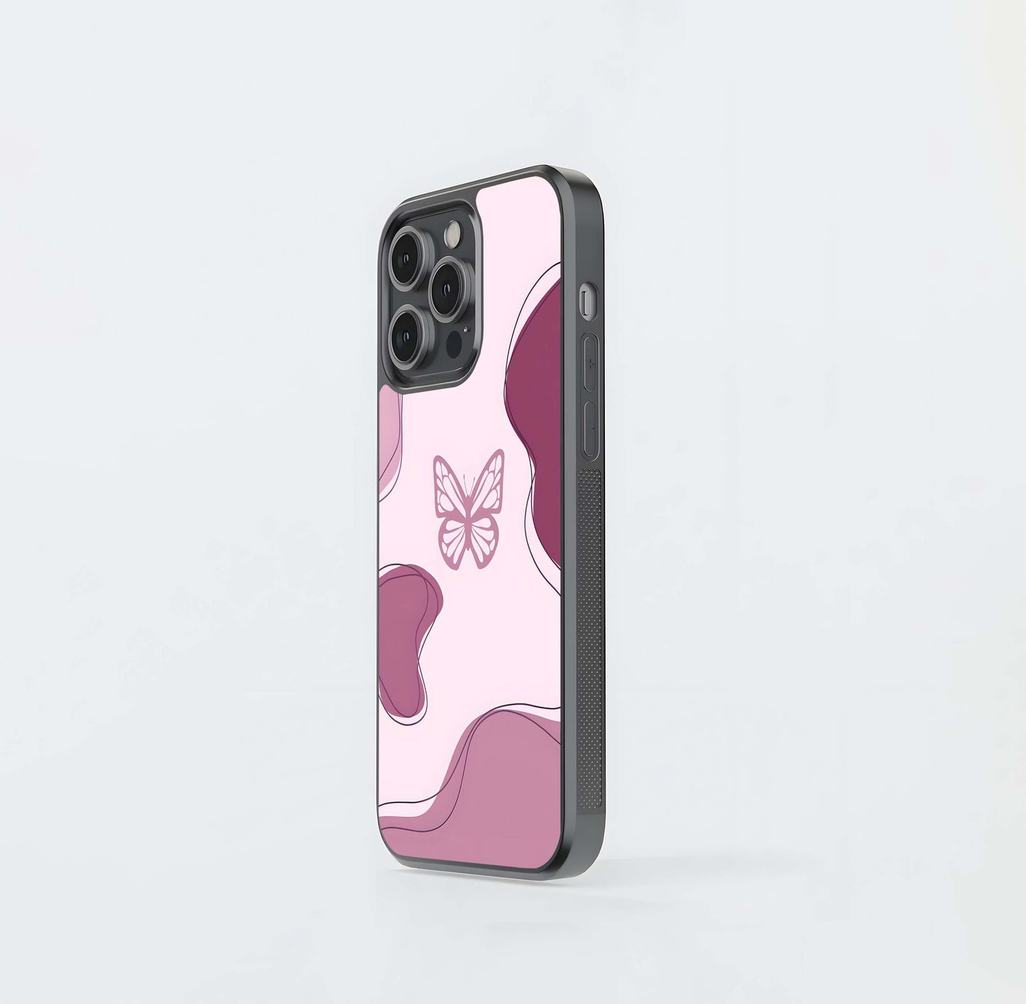 Aesthetic Pinkish Custom Name Butterfly Glass Case / Cover