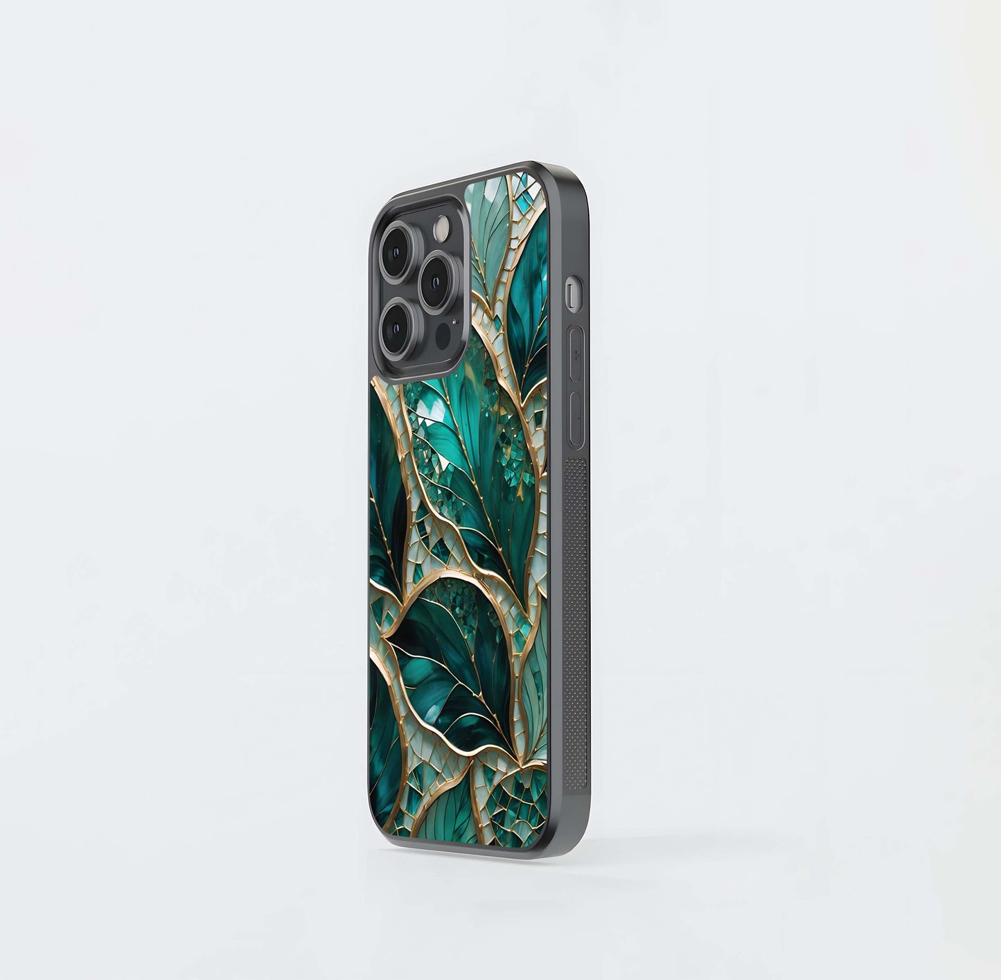 Emerald Leaf Stained Glass Glass Case