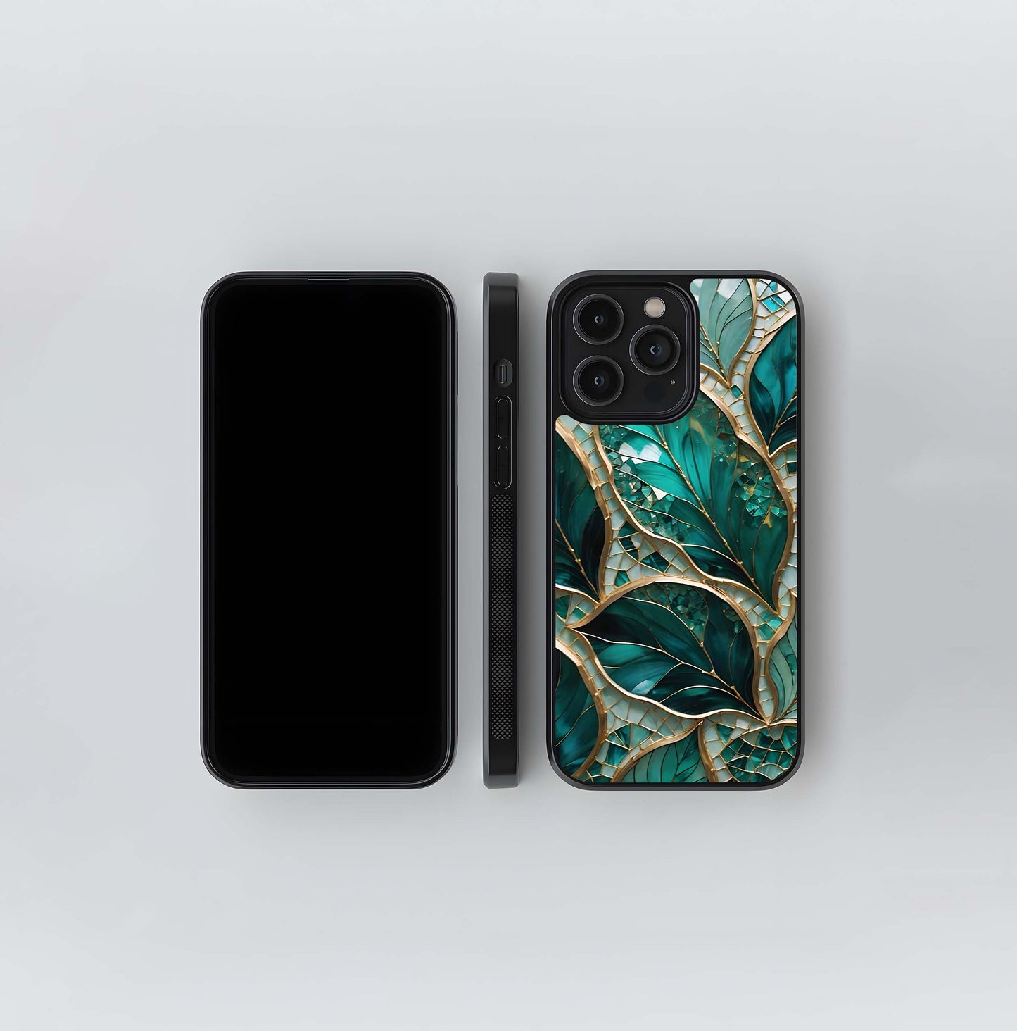 Emerald Leaf Stained Glass Glass Case