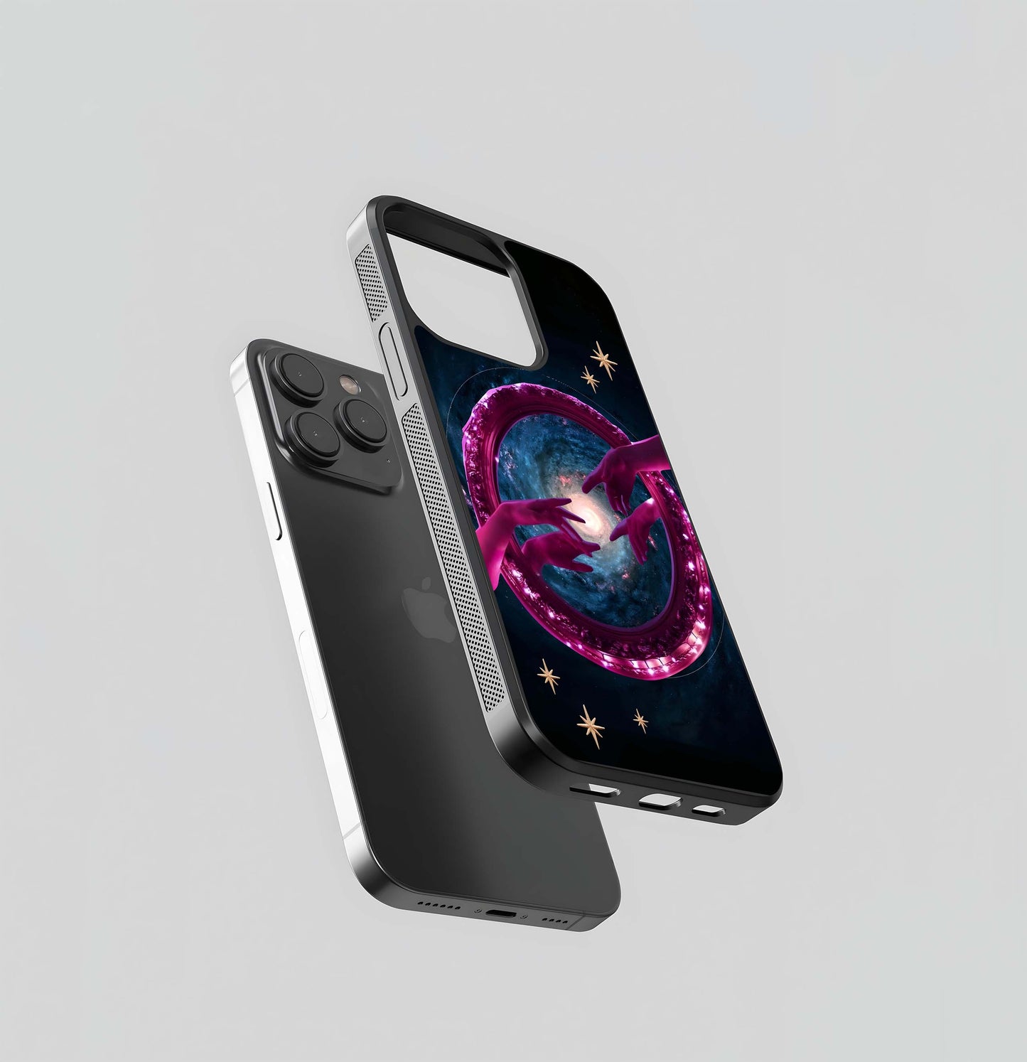 Pink hands & galaxy Glass Case