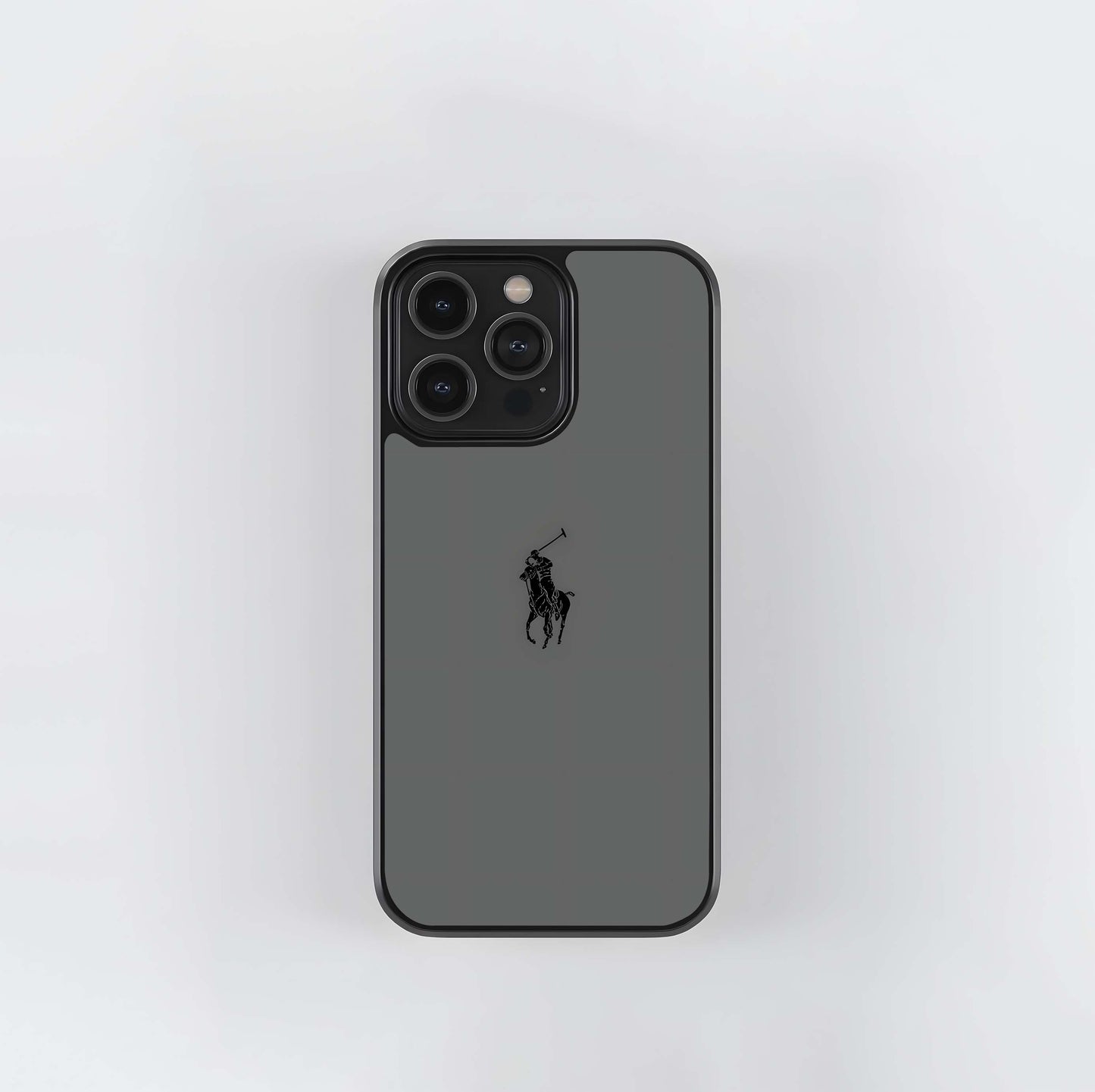 Minimalist Ralph Lauren Polo Logo on Gray Glass Case