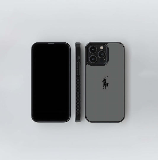 Minimalist Ralph Lauren Polo Logo on Gray Glass Case
