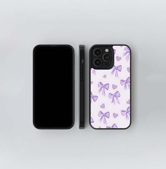Purple Bow Pattern Glass Case