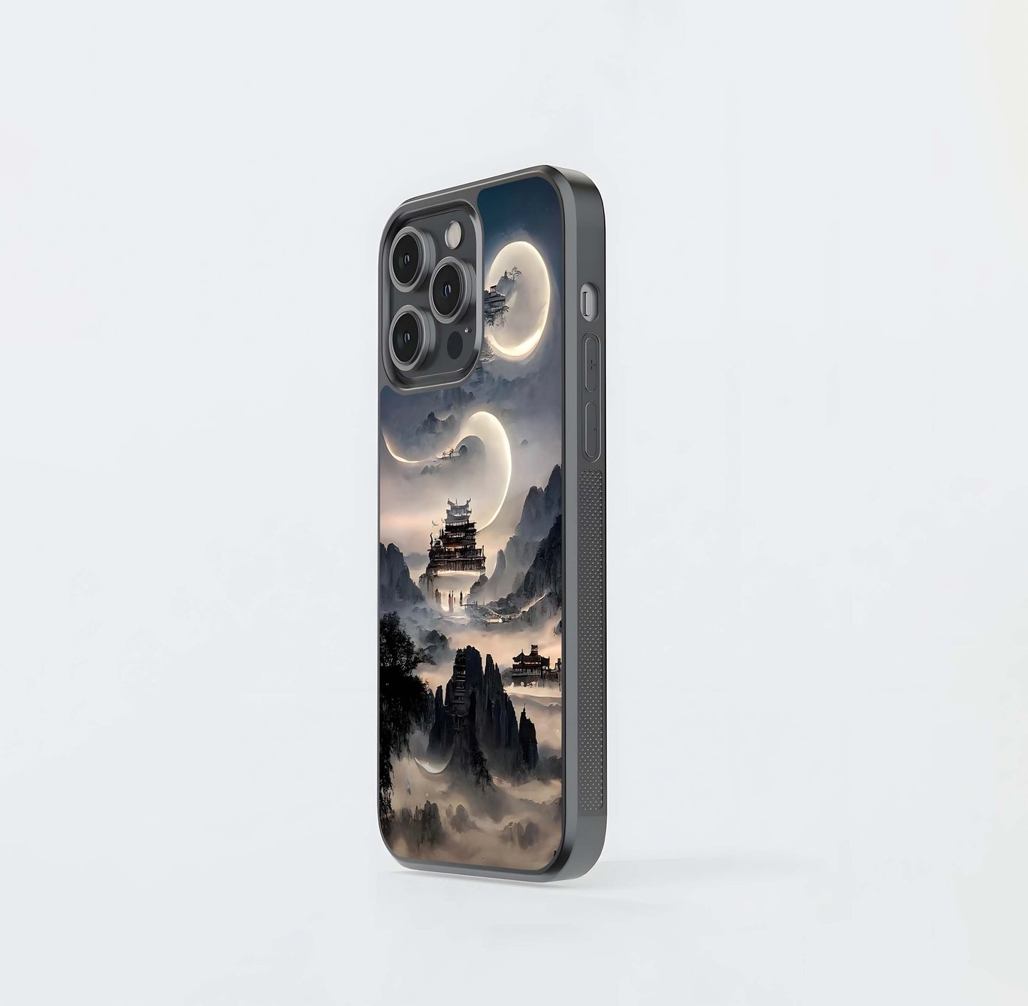 Misty Lunar Temple Peaks Glass Case