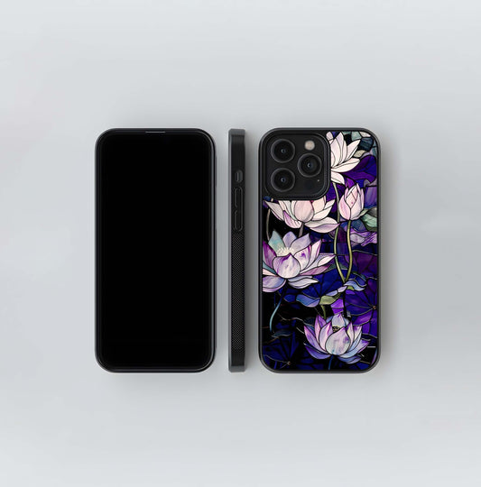 Purple Lotus Pattern Glass Case
