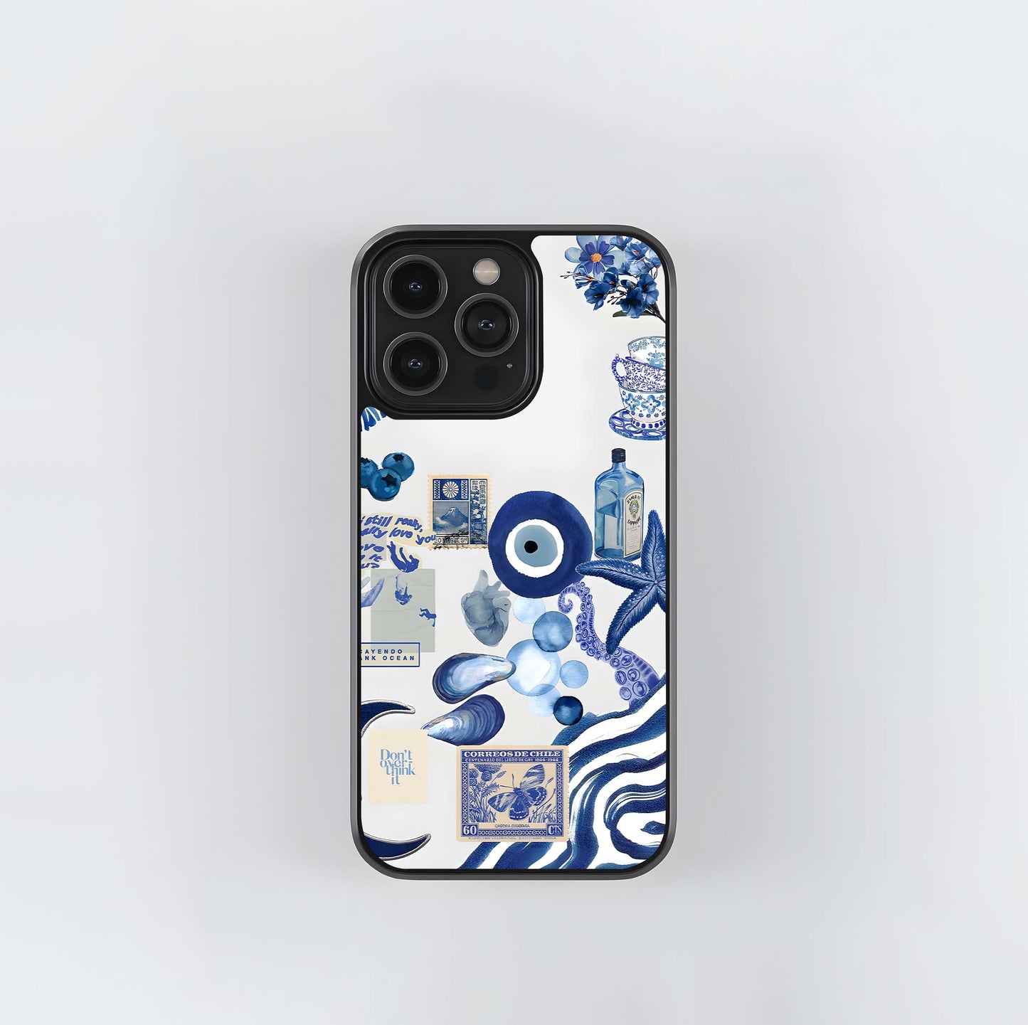 Deep Blue Ocean Collage Glass Case
