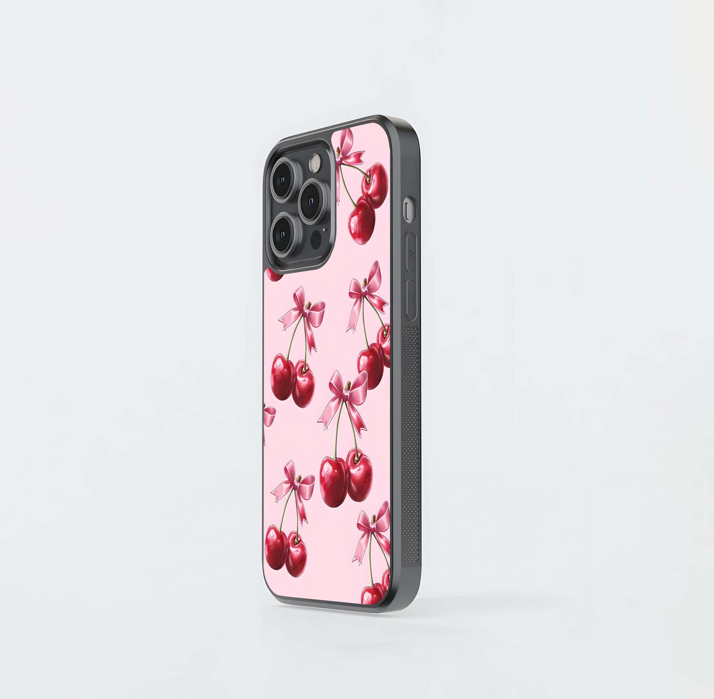 Red Cherrys Pattern Glass Case