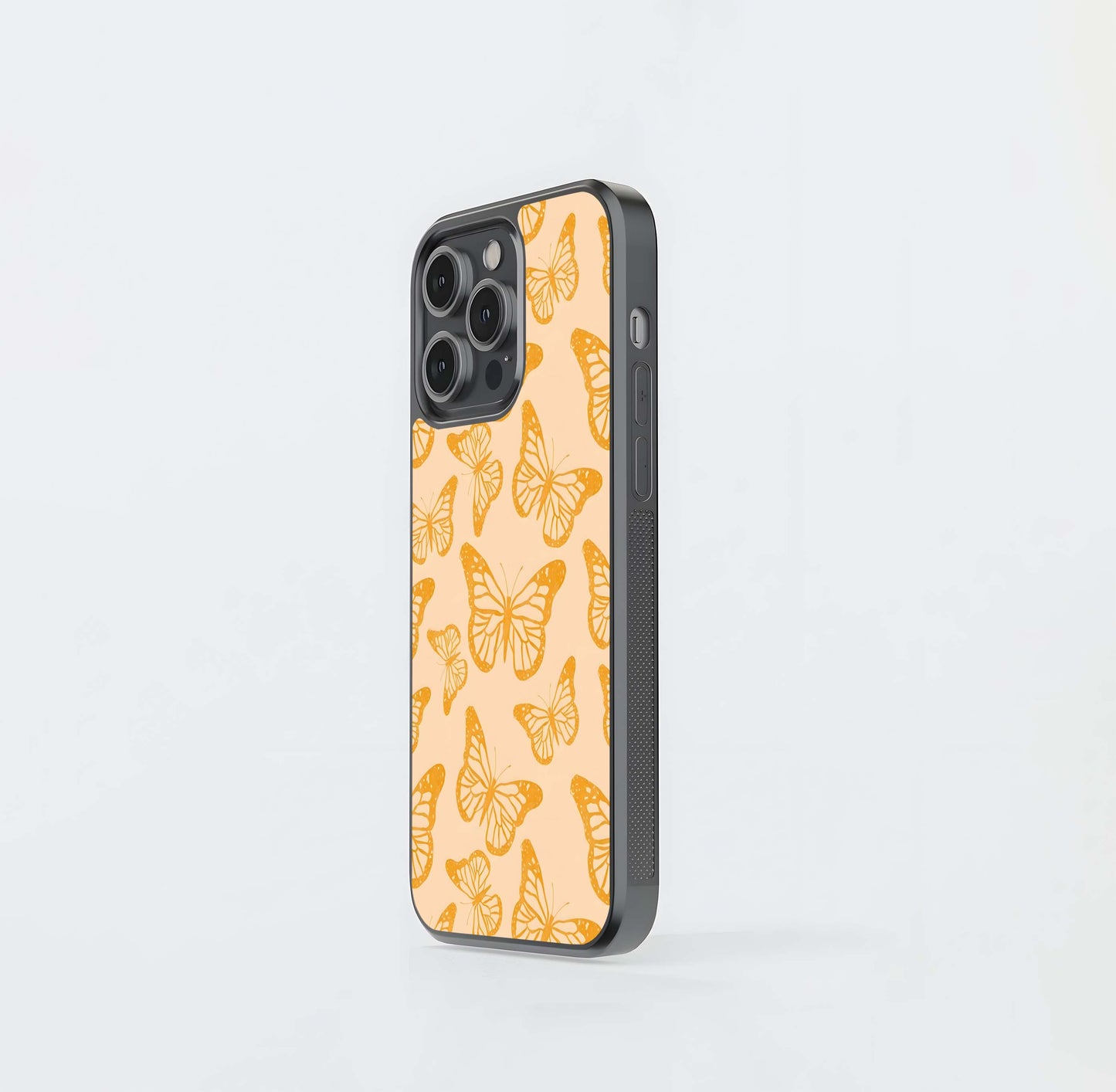 Yellow Retro Butterfly Glass Case