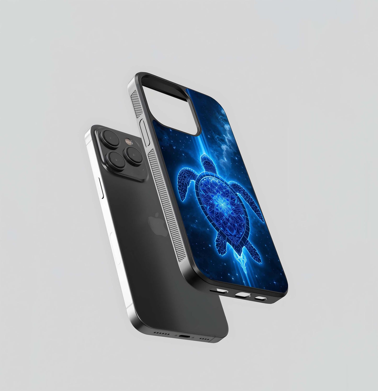 Blue Galaxy Turtle Glass Case