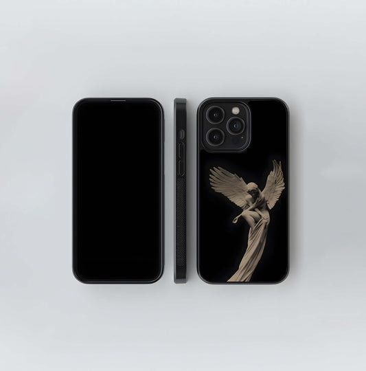 Despondent Angel Statue Glass Case