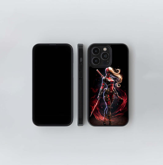 Female Deadpool Katana Pose Glass Case