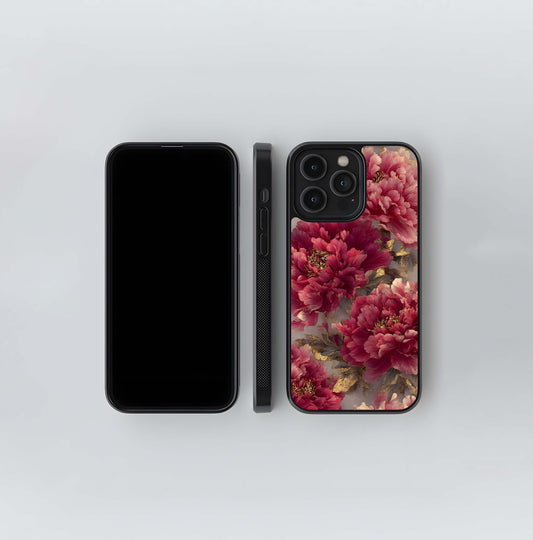 Crimson Luxe Bloom Glass Case