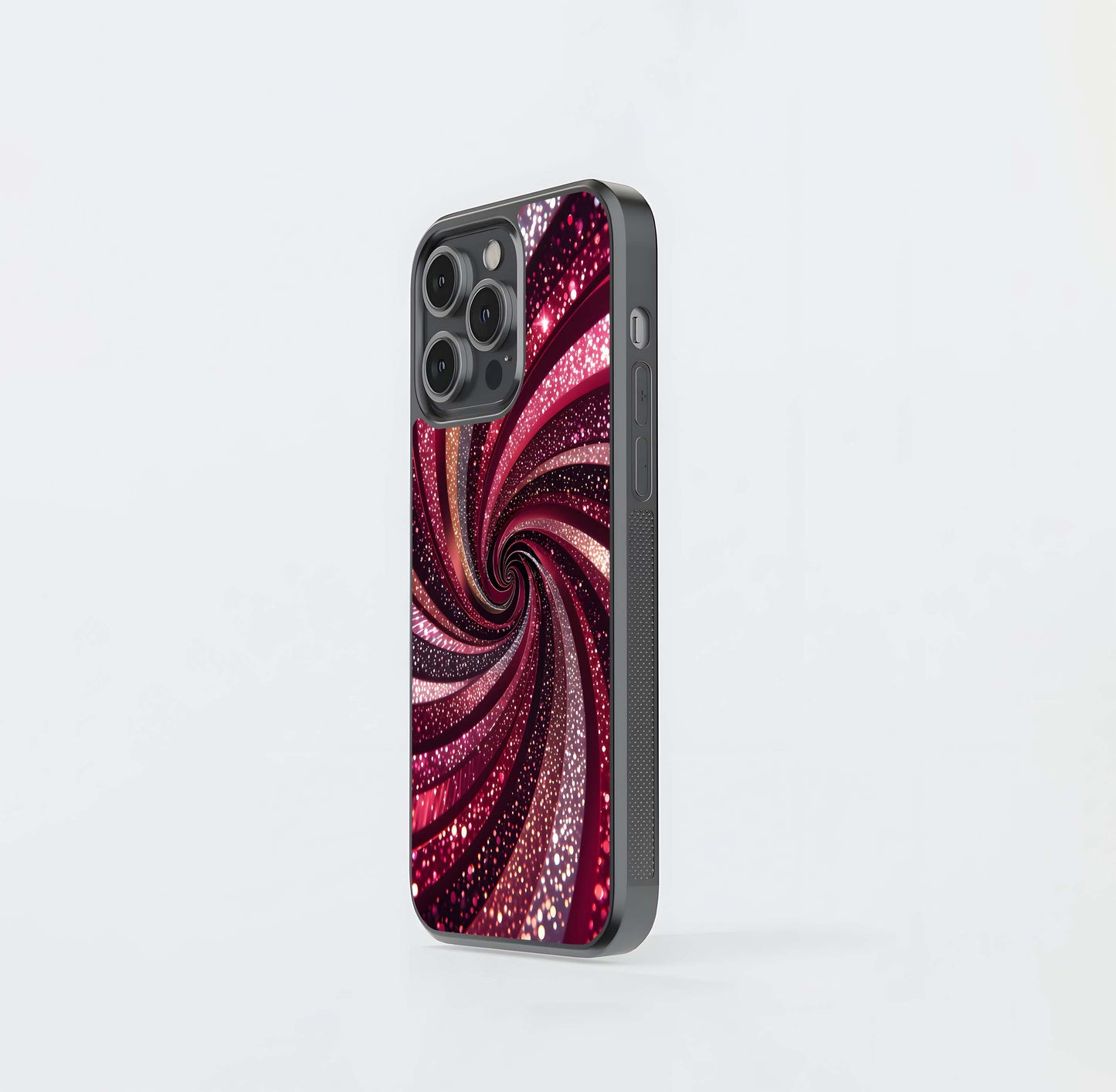 Crimson Glitter Vortex Glass Case