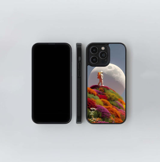 Astronaut on Flower Hill Glass Case