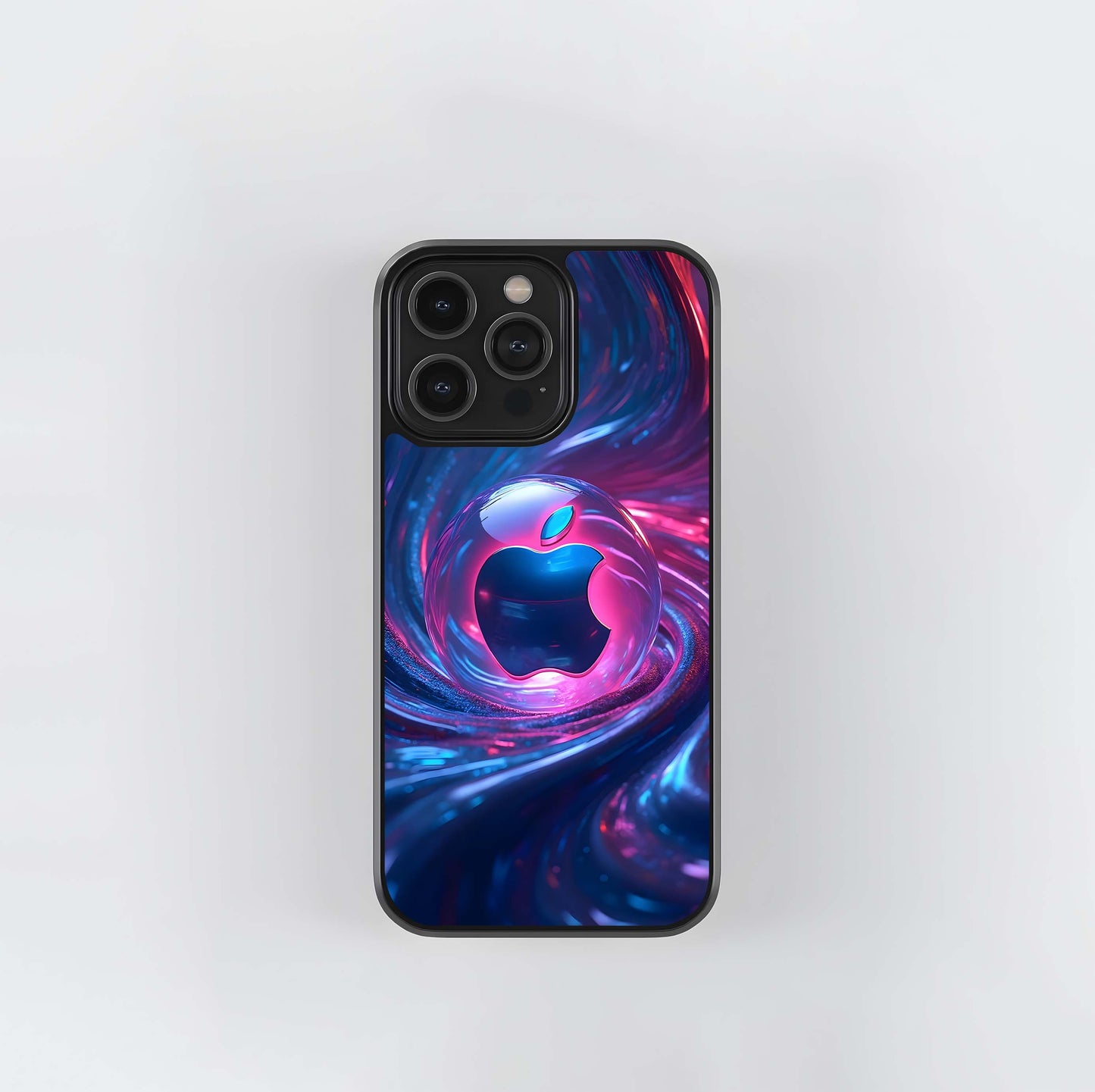 Neon Vortex Apple Sphere Glass Case